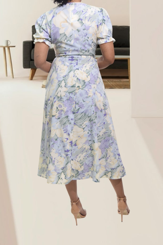 Ladies Lilac Flower Wrap Dress - StylePhase SA