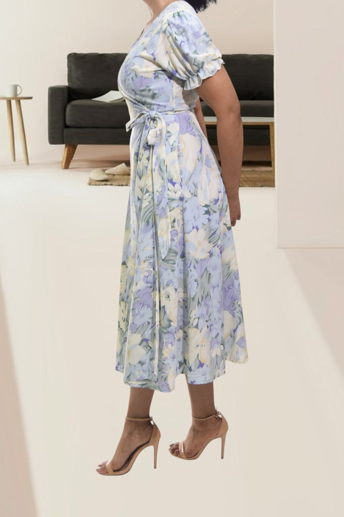 Ladies Lilac Flower Wrap Dress - StylePhase SA