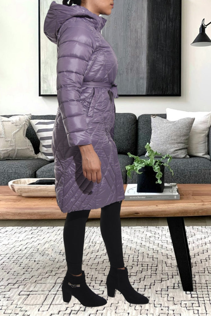 Ladies Lilac Long Puffer Jacket - StylePhase SA