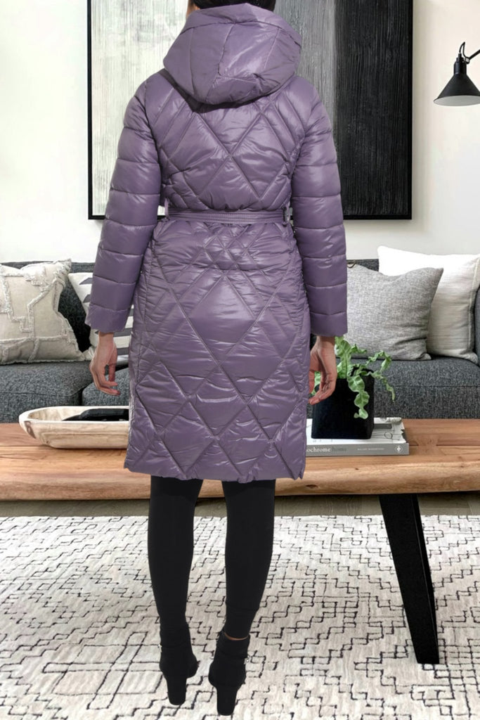 Ladies Lilac Long Puffer Jacket - StylePhase SA