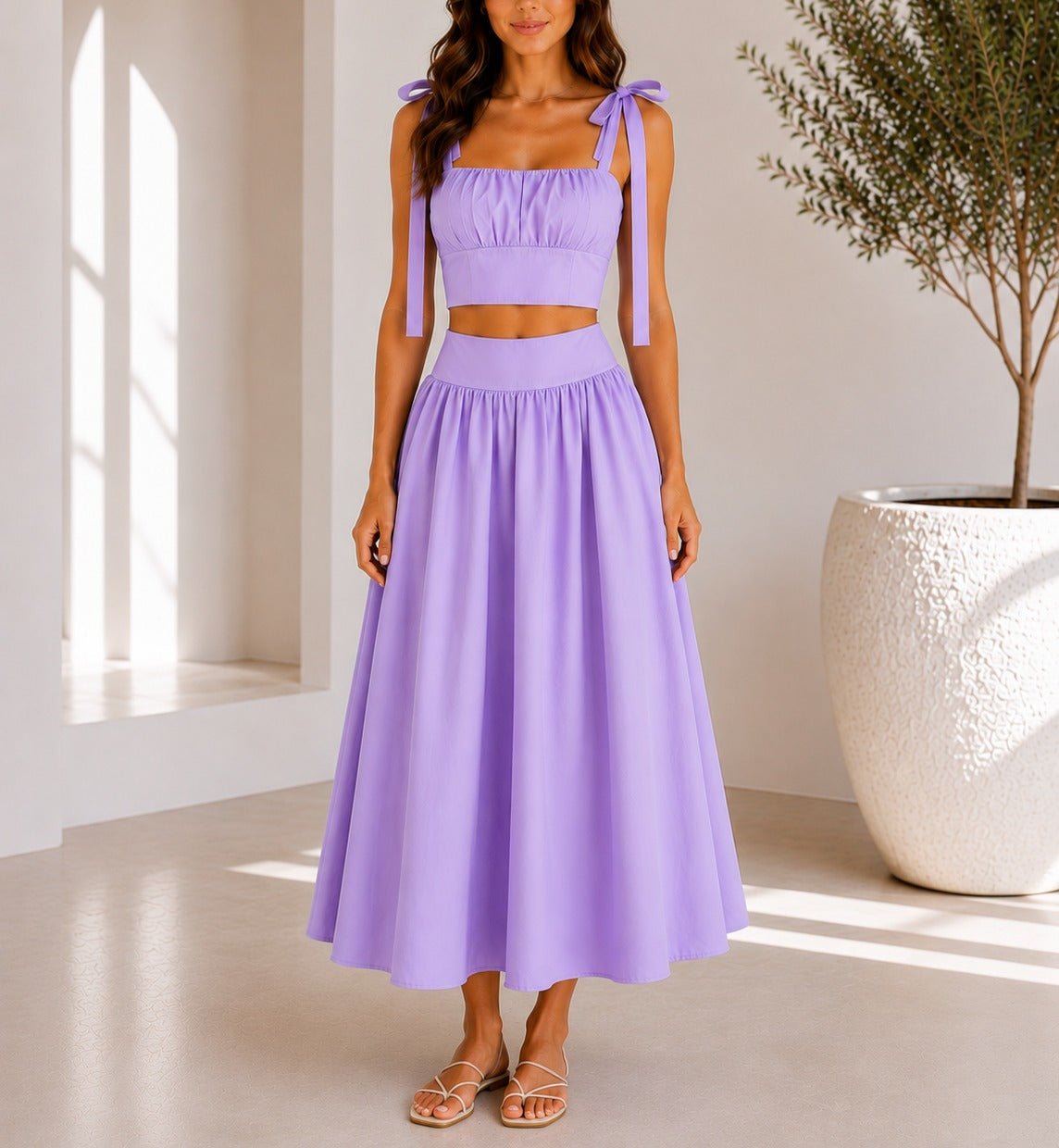 Ladies Lilac Maxi Two-Piece Set - StylePhase SA