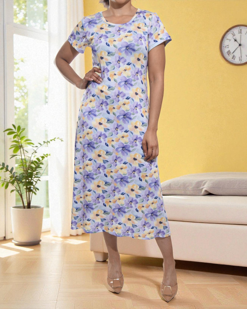 Ladies Lilac Midi Floral Dress - StylePhase SA