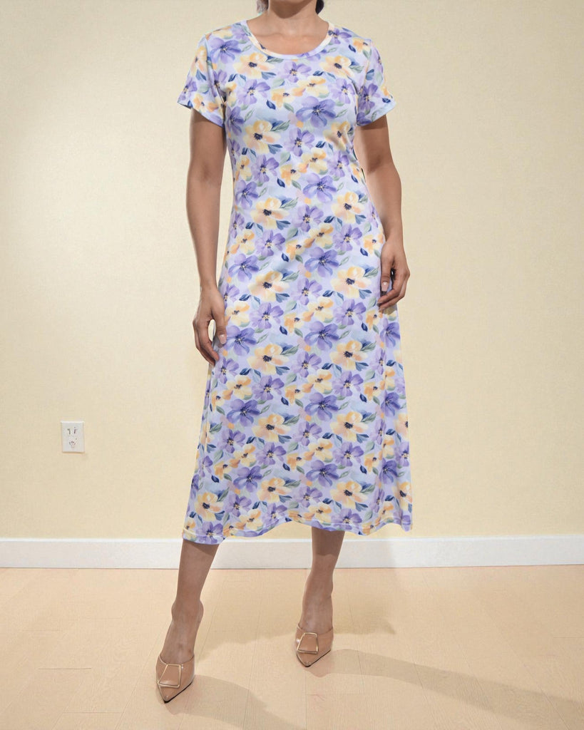 Ladies Lilac Midi Floral Dress - StylePhase SA