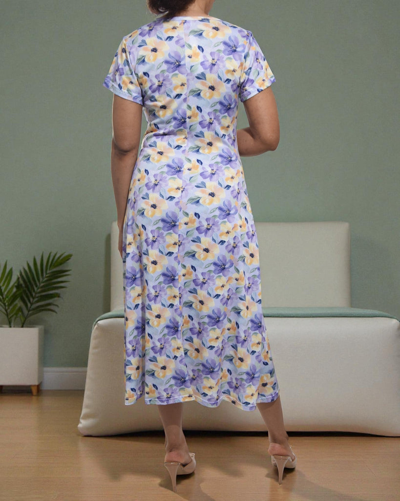 Ladies Lilac Midi Floral Dress - StylePhase SA