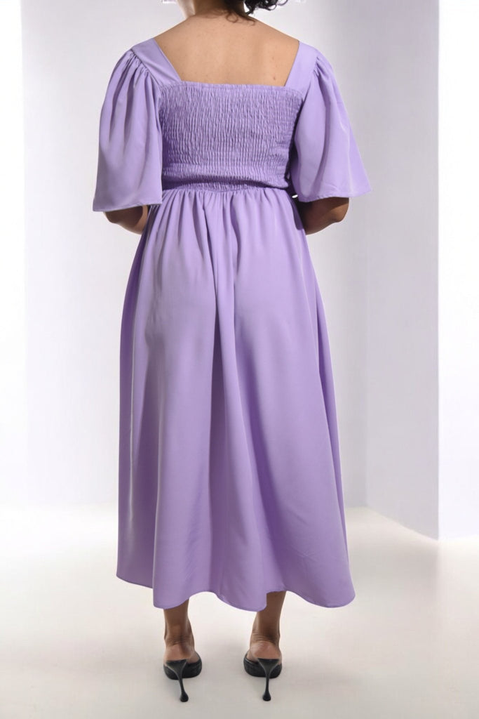 Ladies Lilac Puff Sleeve Fit & Flare Maxi Dress - StylePhase SA