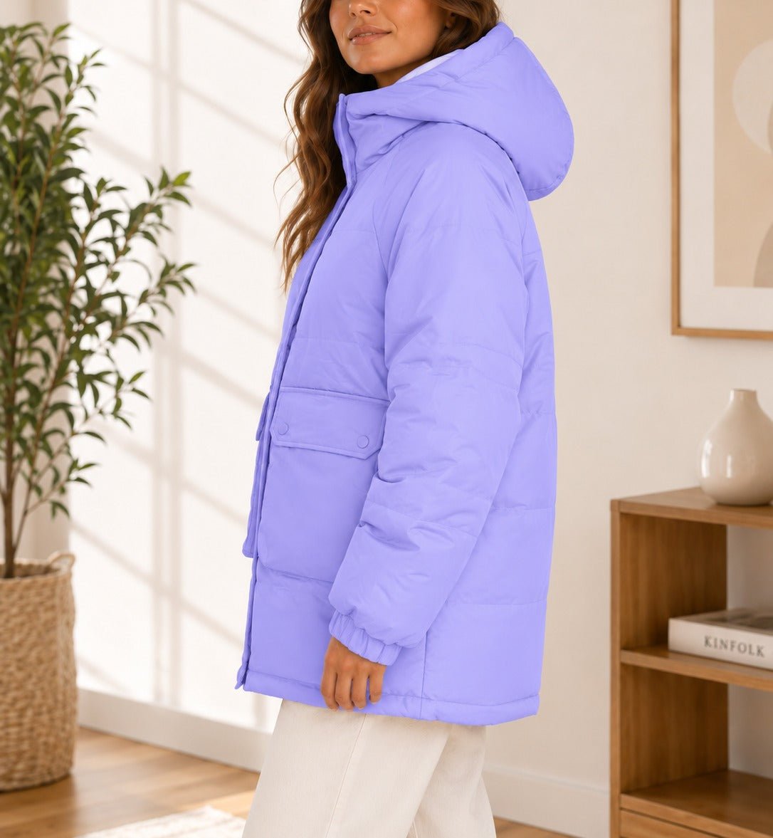 Ladies Lilac Puffer Hoody jacket - StylePhase SA
