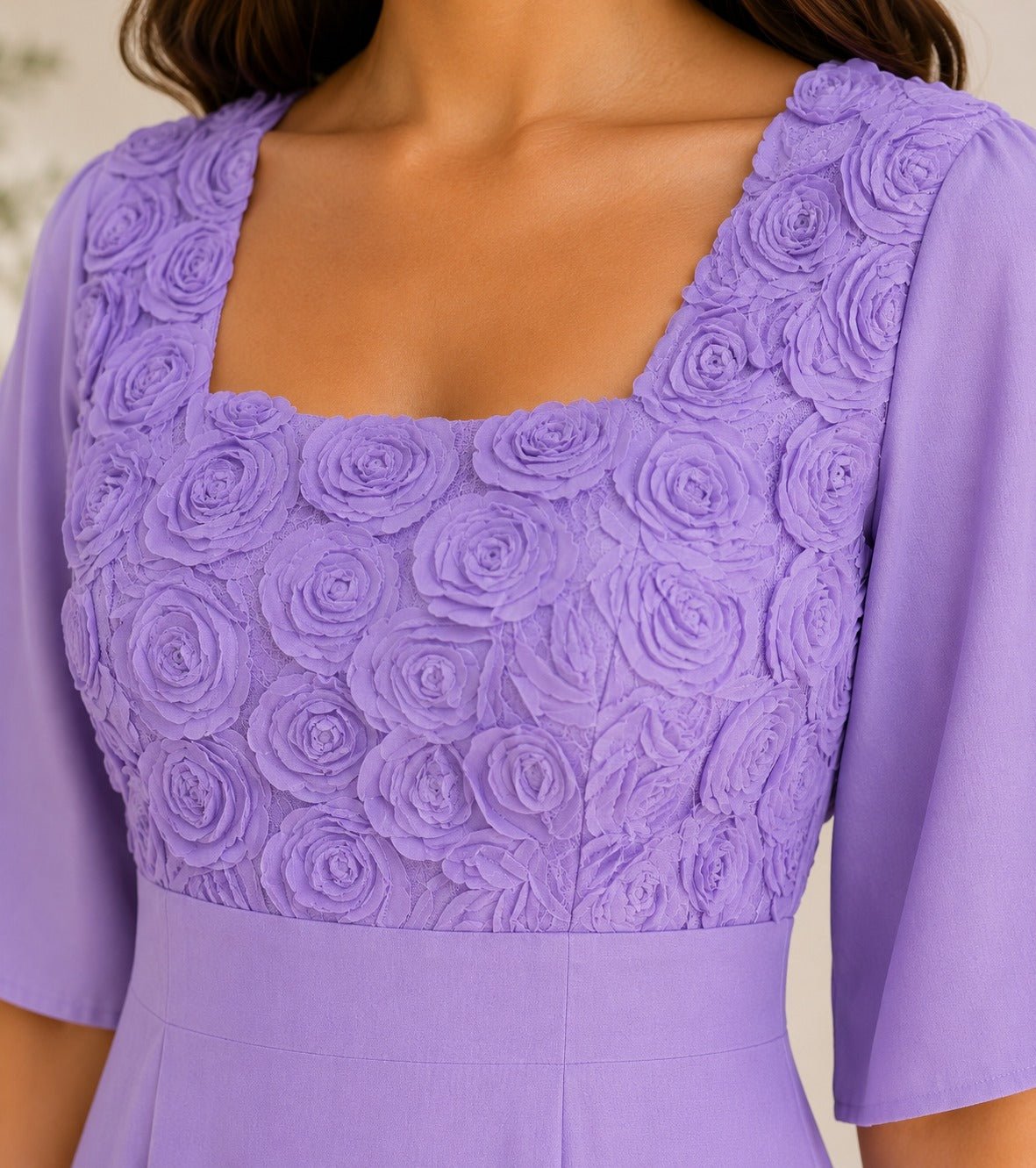 Ladies Lilac Textured Floral Detail Dress - StylePhase SA