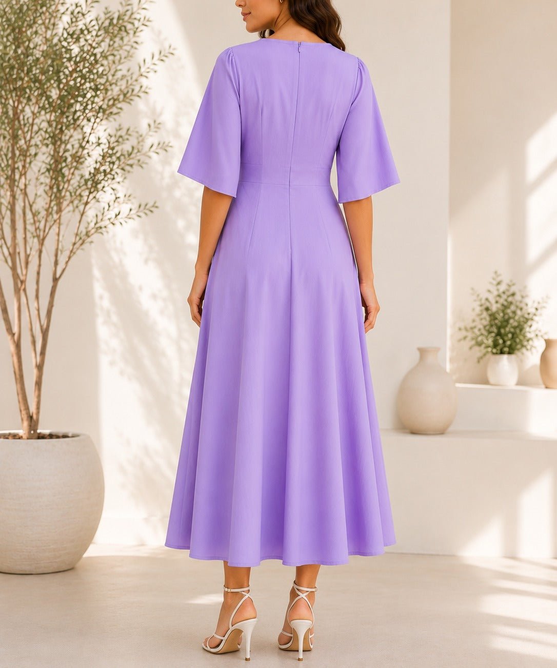 Ladies Lilac Textured Floral Detail Dress - StylePhase SA