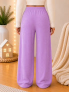 Ladies Lilac Wide Leg Drawstring Knit Pants - StylePhase SA