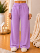 Ladies Lilac Wide Leg Drawstring Knit Pants - StylePhase SA