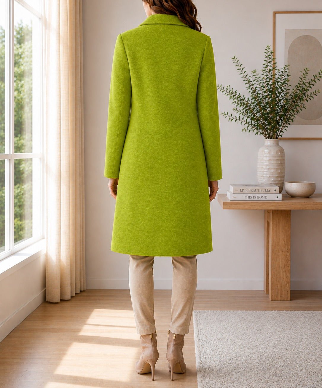 Ladies Lime 3 Button Melton Coat - StylePhase SA