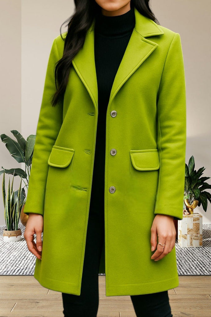 Ladies Lime 3 Button Pocket Coat - StylePhase SA