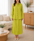 Ladies Lime Button Front Two Piece Set - StylePhase SA