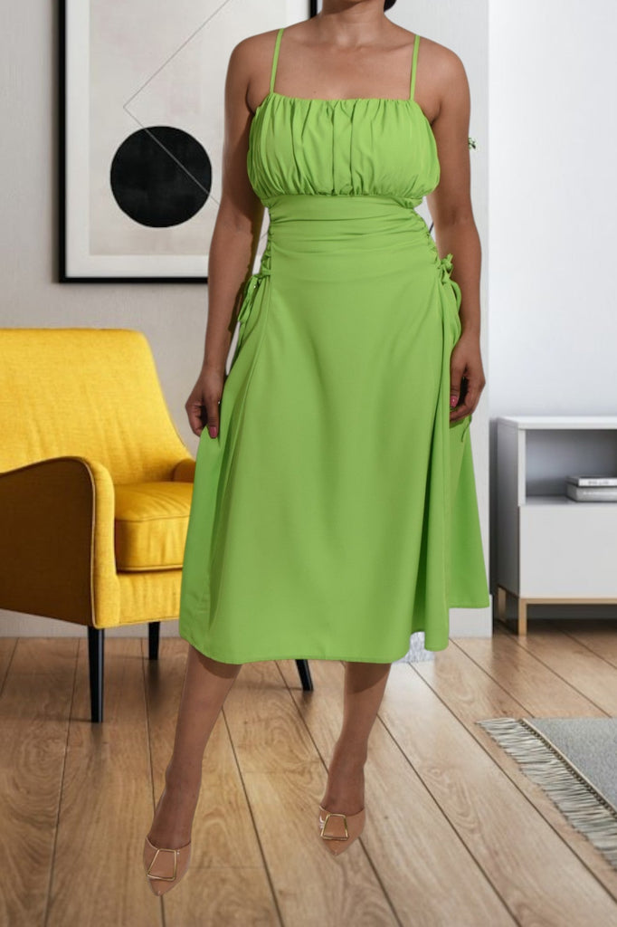 Ladies Lime Cami Dress With Waist Tie - StylePhase SA