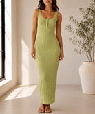Ladies Lime Crinkled Knit Bodycon Dress - StylePhase SA