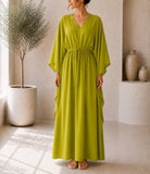Ladies Lime Drawstring V-neck Kaftan - StylePhase SA