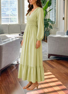 Ladies Lime Long Sleeve Tier Dress - StylePhase SA