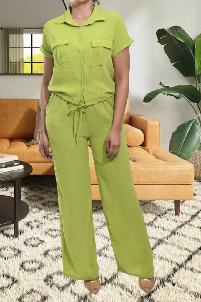 Ladies Lime Pocket Two Piece Set - StylePhase SA