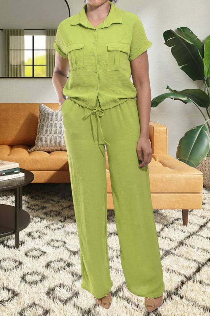 Ladies Lime Pocket Two Piece Set - StylePhase SA