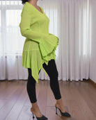 Ladies Lime Ruffle Sleeve Top - StylePhase SA