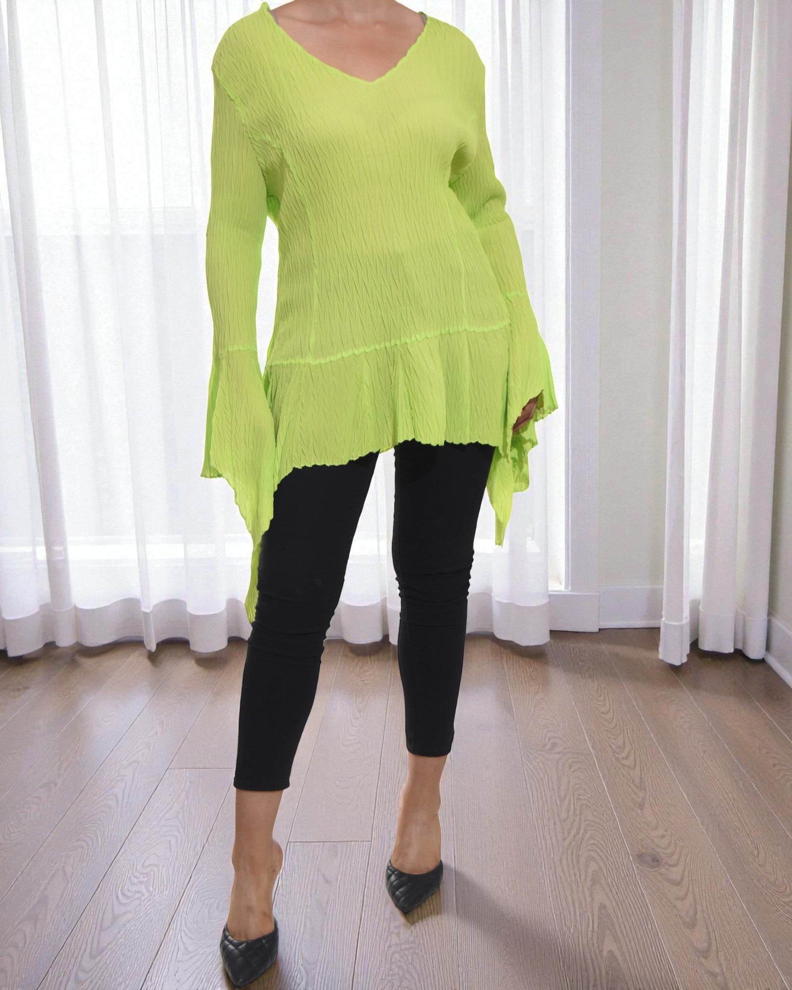 Ladies Lime Ruffle Sleeve Top - StylePhase SA