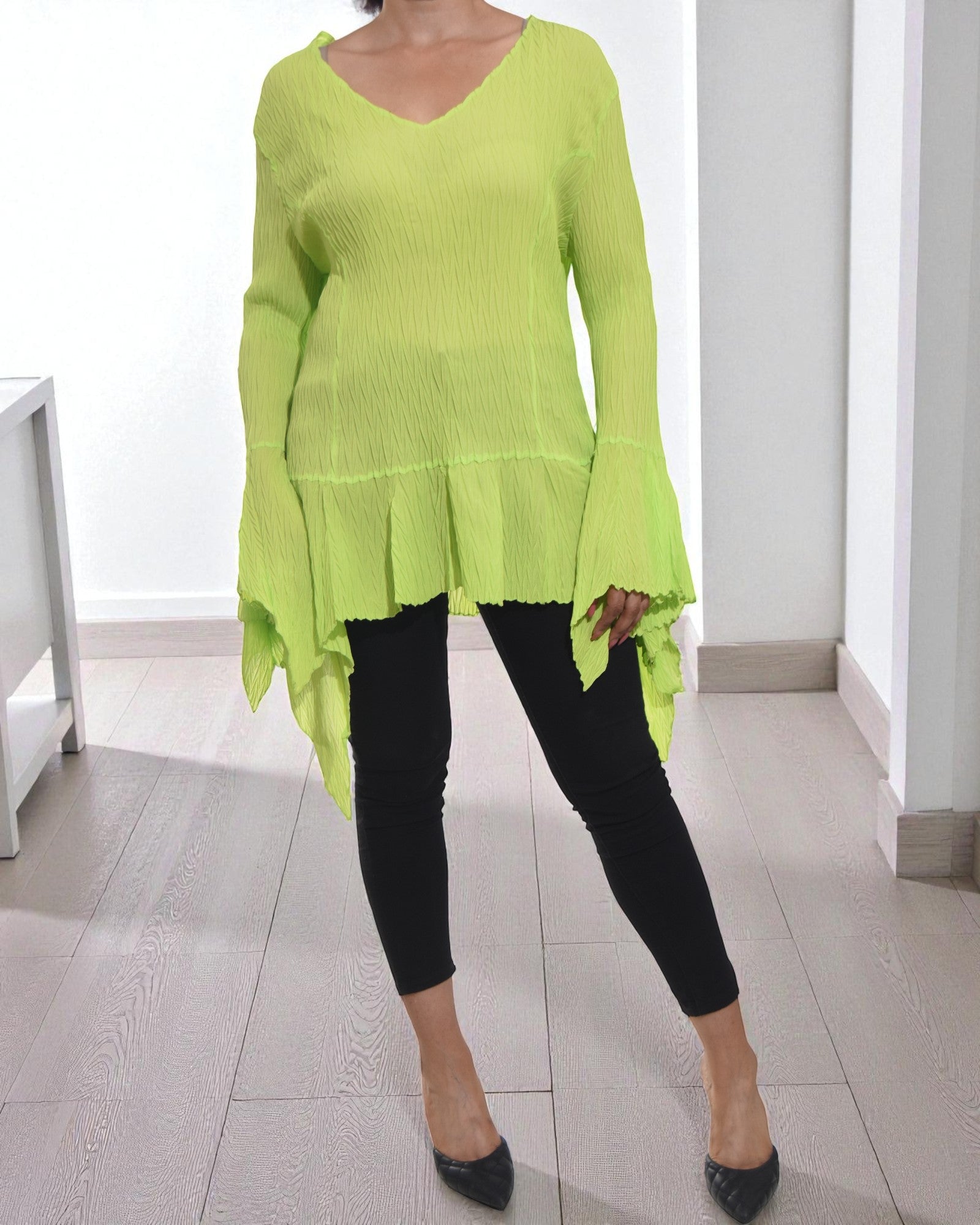 Ladies Lime Ruffle Sleeve Top - StylePhase SA