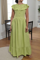 Ladies Lime Ruffled Button Tier Dress - StylePhase SA