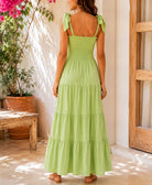 Ladies Lime Tie Shoulder Tiered Maxi Dress - StylePhase SA