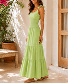 Ladies Lime Tie Shoulder Tiered Maxi Dress - StylePhase SA