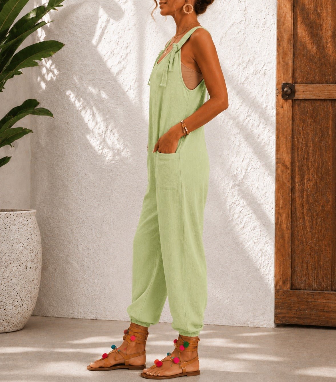 Ladies Lime Tie Straps Jumpsuit - StylePhase SA