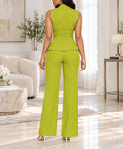 Ladies Lime Wrap-Style Peplum Two-Piece Set - StylePhase SA