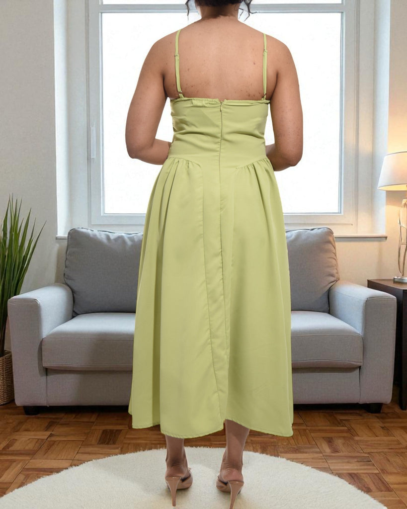 Ladies Lime Zip Back Panel Dress - StylePhase SA