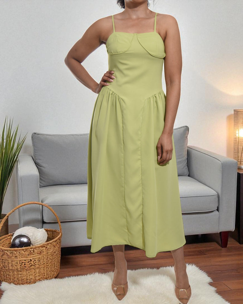Ladies Lime Zip Back Panel Dress - StylePhase SA