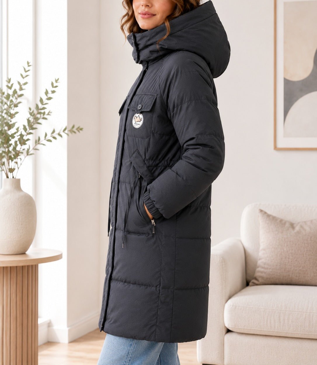 Ladies Lined Black Lined Snap Button Jacket - StylePhase SA