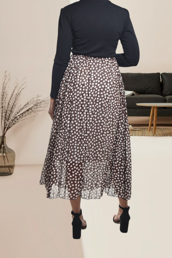 Ladies Lined Brown Printed Skirt - StylePhase SA