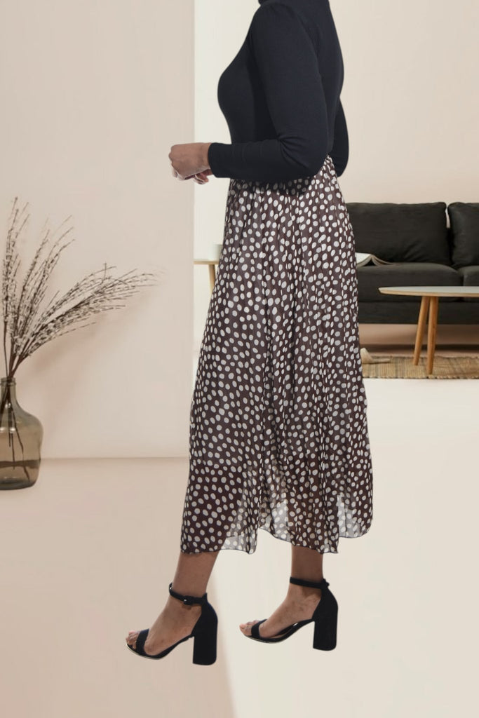 Ladies Lined Brown Printed Skirt - StylePhase SA