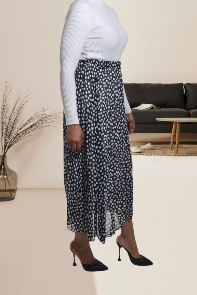 Ladies Lined Navy Printed Skirt - StylePhase SA