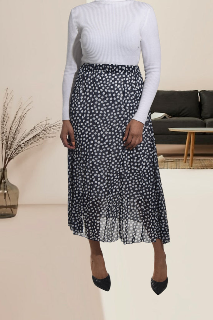 Ladies Lined Navy Printed Skirt - StylePhase SA