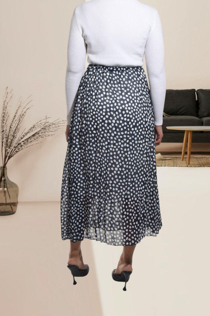 Ladies Lined Navy Printed Skirt - StylePhase SA
