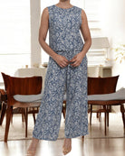 Ladies Linen Slit Back Two - Piece Set - Navy Paisley - StylePhase SA