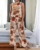 Ladies Linen Slit Back Two - Piece Set - Paisley Print - StylePhase SA