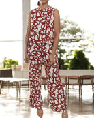 Ladies Linen Slit Back Two - Piece Set - Swirl Print - StylePhase SA