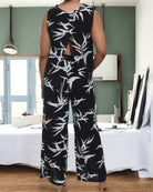 Ladies Linen Slit Back Two - Piece Set - White Printed - StylePhase SA