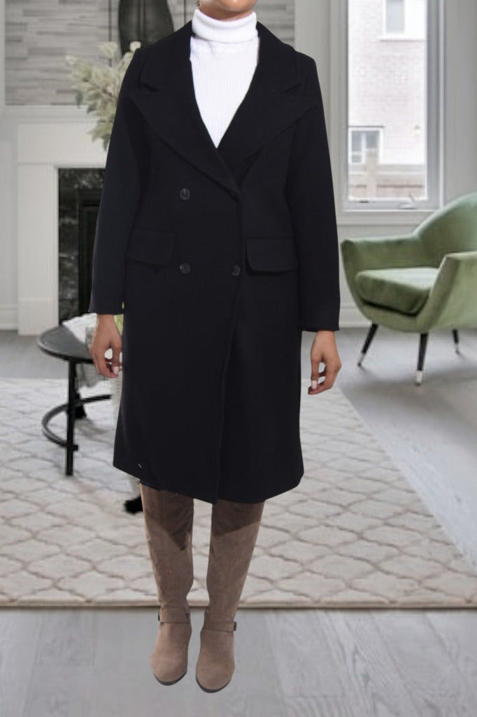 Ladies Long Black Coat - StylePhase SA