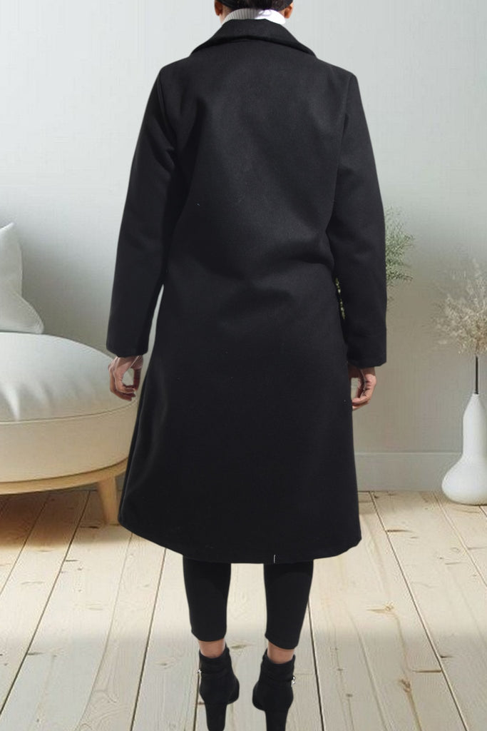 Ladies Long Black Pocket Coat - StylePhase SA