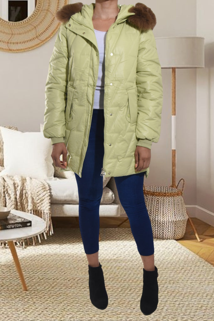 Ladies Long Lime Fur Hoody Jacket - StylePhase SA