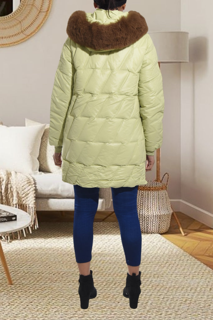 Ladies Long Lime Fur Hoody Jacket - StylePhase SA