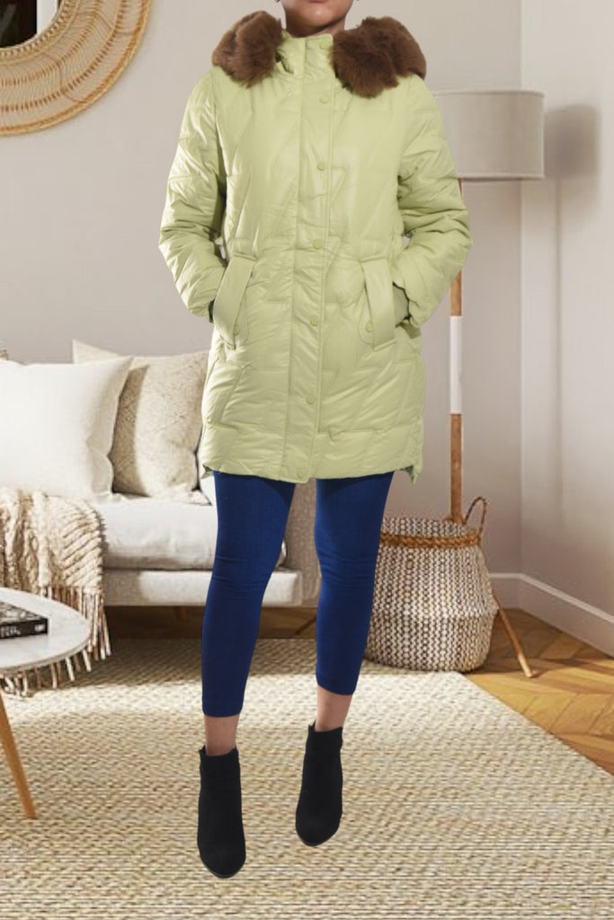 Ladies Long Lime Fur Hoody Jacket - StylePhase SA