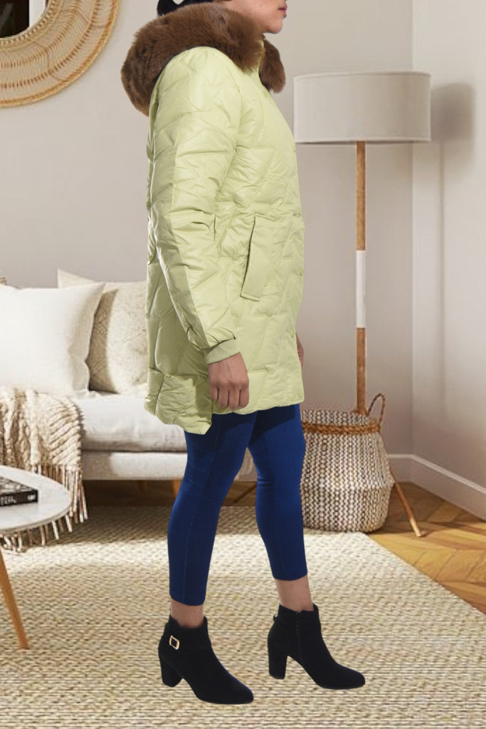 Ladies Long Lime Fur Hoody Jacket - StylePhase SA