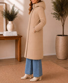 Ladies Longer Length Puff Hoody Jacket - Beige - StylePhase SA
